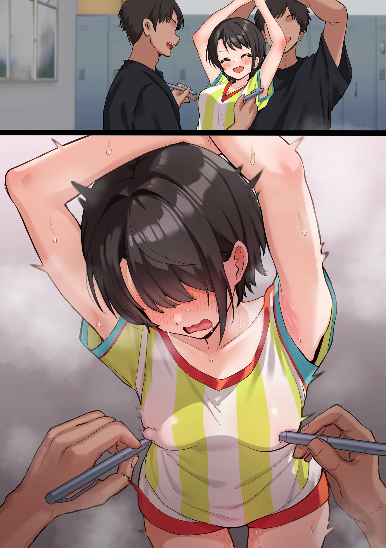 悪ふざけで乳首ツンツンされて、感じ始めちゃうス〇ル page 6 full