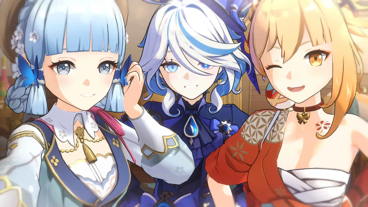 Ayaka / Furina / Yoimiya x Aether 4P page 5 full