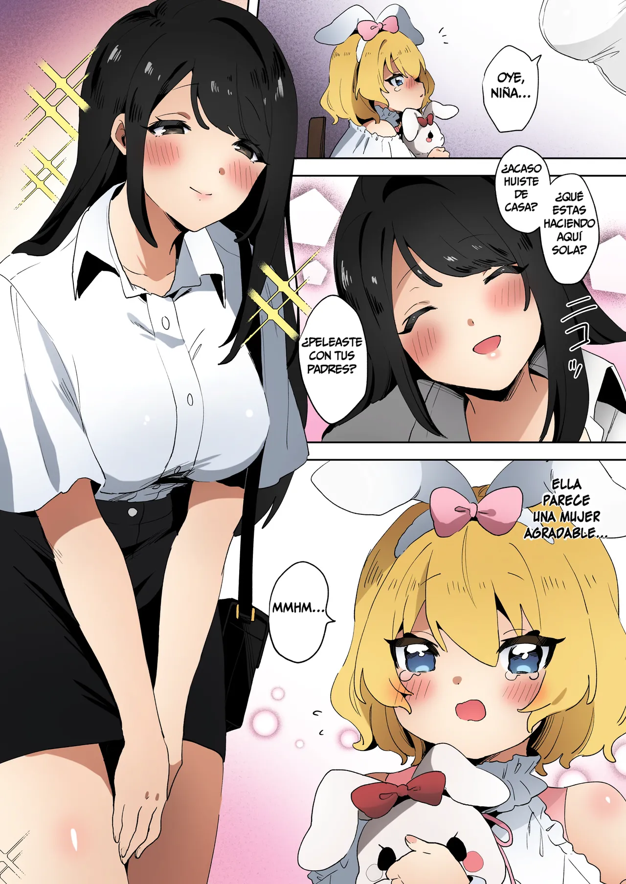 skeb Yuri Ecchi Manga | La Loli Fugitiva y la Onee-san Futanari page 2 full