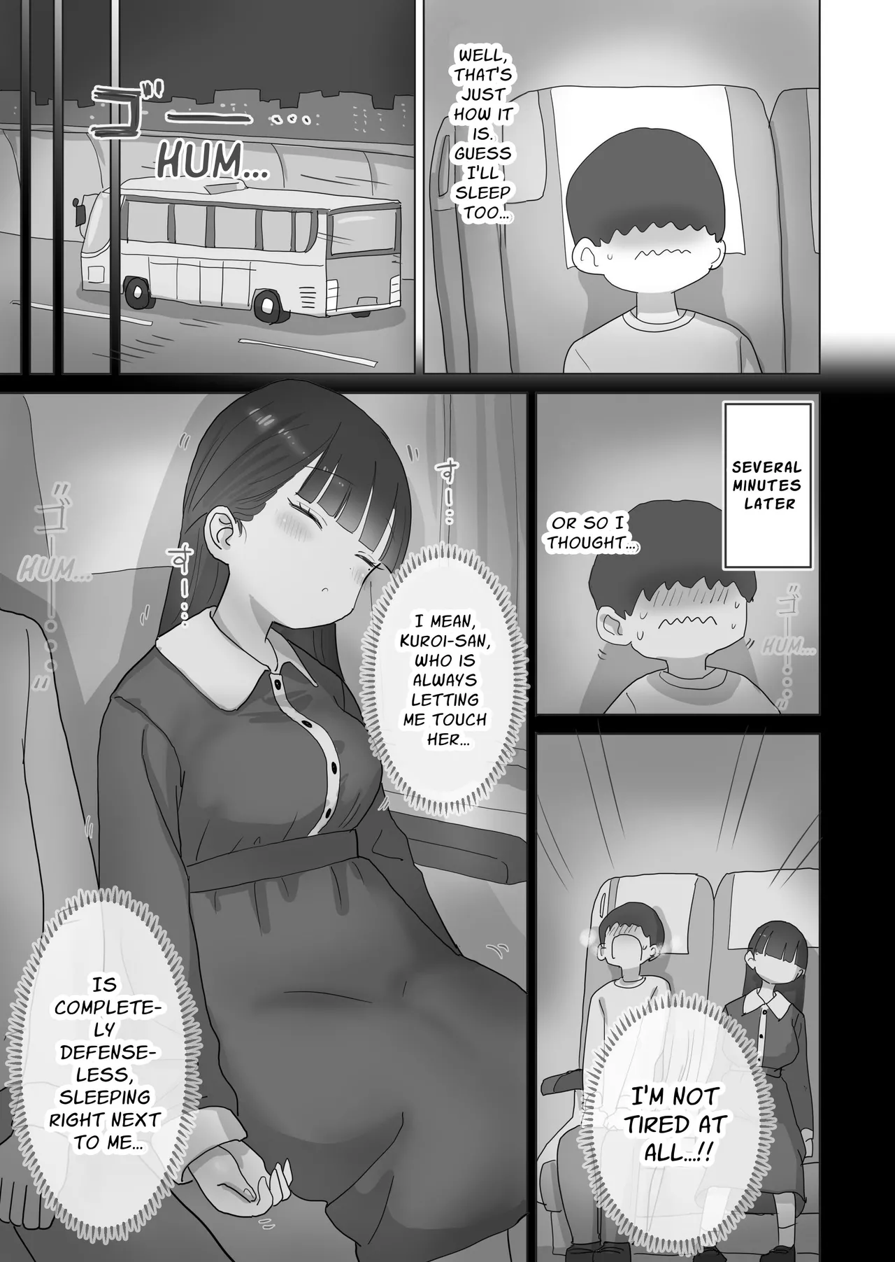 Yokou Bus Demo Kossori Nakadashi Sasete Kureru Classmate no Kuroi-san | My Classmate Kuroi Lets Me Secretly Creampie Her Even On An Overnight Bus page 7 full